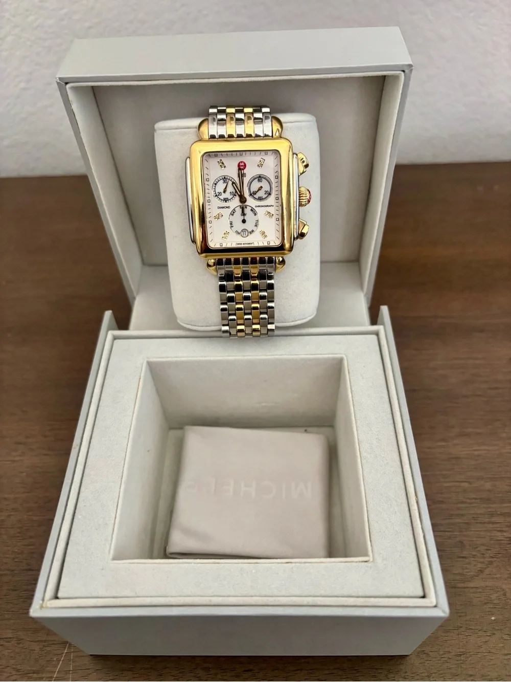 MICHELE  Deco XL Watch (Includes Two Extra Michele Leather Straps)